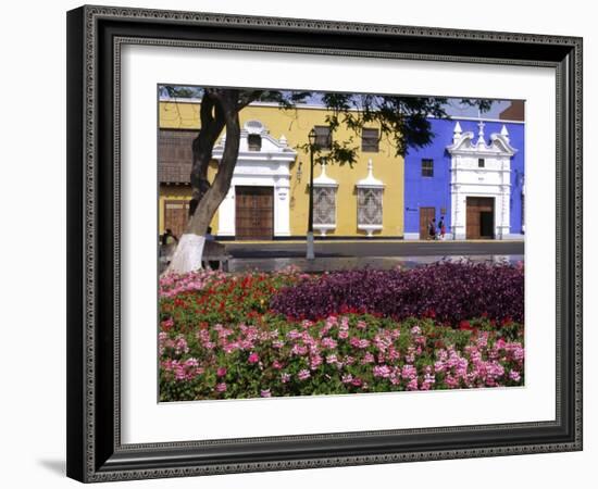 Pastel Shades and Wrought Iron Grillwork Dominate Colonial Architecture in Centre of Trujillo, Peru-Andrew Watson-Framed Photographic Print