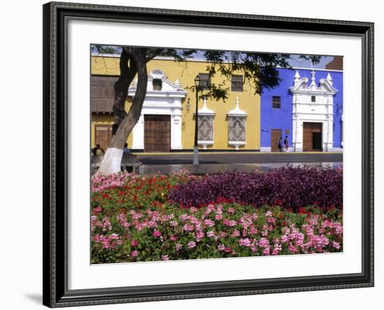 Pastel Shades and Wrought Iron Grillwork Dominate Colonial Architecture in Centre of Trujillo, Peru-Andrew Watson-Framed Photographic Print