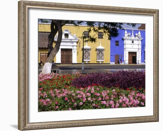 Pastel Shades and Wrought Iron Grillwork Dominate Colonial Architecture in Centre of Trujillo, Peru-Andrew Watson-Framed Photographic Print