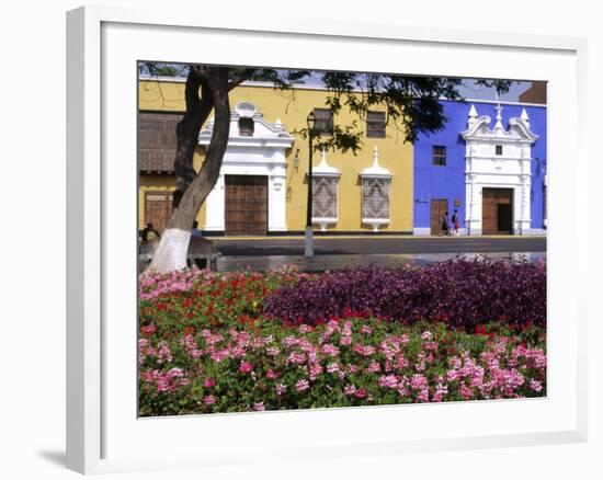 Pastel Shades and Wrought Iron Grillwork Dominate Colonial Architecture in Centre of Trujillo, Peru-Andrew Watson-Framed Photographic Print