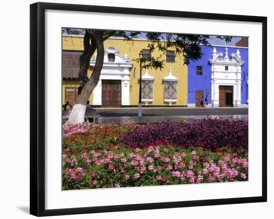 Pastel Shades and Wrought Iron Grillwork Dominate Colonial Architecture in Centre of Trujillo, Peru-Andrew Watson-Framed Photographic Print