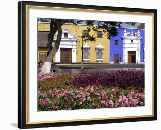 Pastel Shades and Wrought Iron Grillwork Dominate Colonial Architecture in Centre of Trujillo, Peru-Andrew Watson-Framed Photographic Print