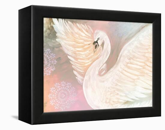 Pastel Swan With Mandala-Karen Barski-Framed Stretched Canvas