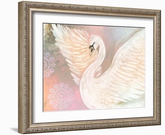 Pastel Swan With Mandala-Karen Barski-Framed Art Print