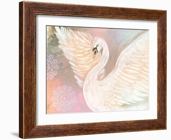 Pastel Swan With Mandala-Karen Barski-Framed Art Print