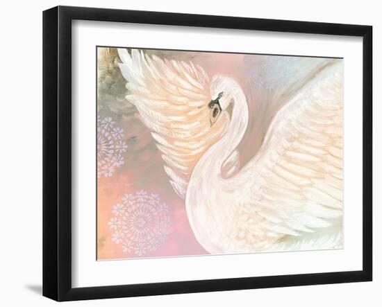 Pastel Swan With Mandala-Karen Barski-Framed Art Print