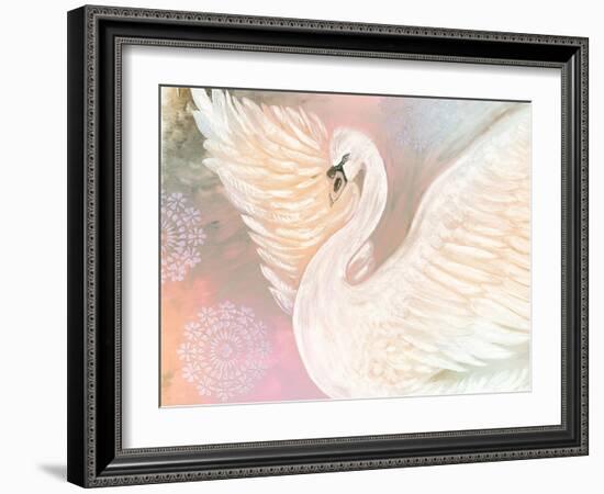 Pastel Swan With Mandala-Karen Barski-Framed Art Print