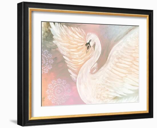 Pastel Swan With Mandala-Karen Barski-Framed Art Print