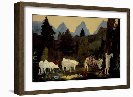 Pastoral Dells and Peaks, c.1908-11-Arthur Bowen Davies-Framed Giclee Print