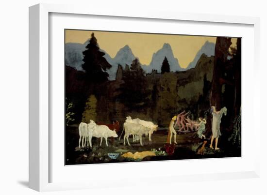 Pastoral Dells and Peaks, c.1908-11-Arthur Bowen Davies-Framed Giclee Print