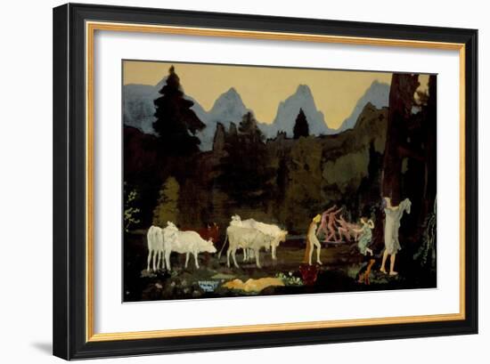 Pastoral Dells and Peaks, c.1908-11-Arthur Bowen Davies-Framed Giclee Print