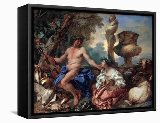 Pastoral Scene. Faun and Shepherdess, 1650S-Giovanni Benedetto Castiglione-Framed Premier Image Canvas