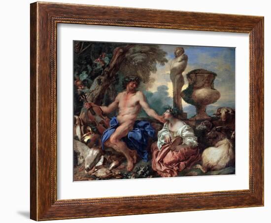 Pastoral Scene. Faun and Shepherdess, 1650S-Giovanni Benedetto Castiglione-Framed Giclee Print