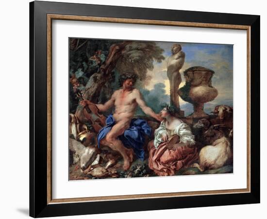 Pastoral Scene. Faun and Shepherdess, 1650S-Giovanni Benedetto Castiglione-Framed Giclee Print