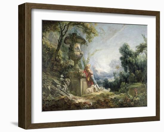 Pastoral Scene, or Young Shepherd in a Landscape-Francois Boucher-Framed Giclee Print