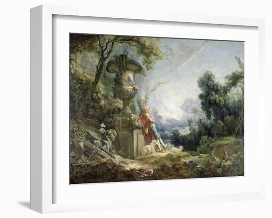 Pastoral Scene, or Young Shepherd in a Landscape-Francois Boucher-Framed Giclee Print