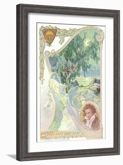 Pastoral Scene with Beethoven-null-Framed Art Print