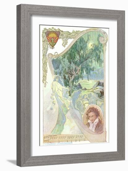 Pastoral Scene with Beethoven-null-Framed Art Print