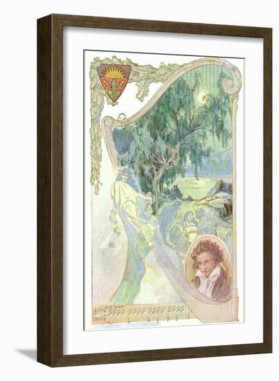 Pastoral Scene with Beethoven-null-Framed Art Print