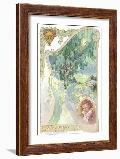 Pastoral Scene with Beethoven-null-Framed Art Print