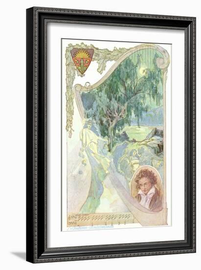 Pastoral Scene with Beethoven-null-Framed Art Print