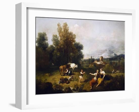 Pastoral Scene-Francesco Zuccarelli-Framed Giclee Print