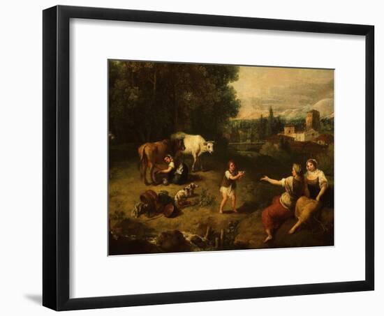 Pastorale, Landscape with Milkmaid and Cows, C. 1750-60, Detail-Francesco Zuccarelli-Framed Giclee Print