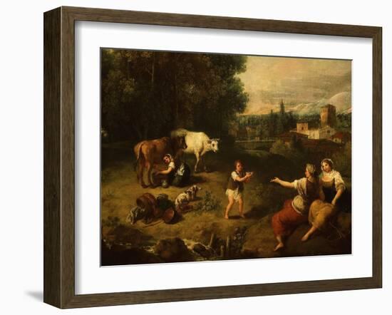 Pastorale, Landscape with Milkmaid and Cows, C. 1750-60, Detail-Francesco Zuccarelli-Framed Giclee Print