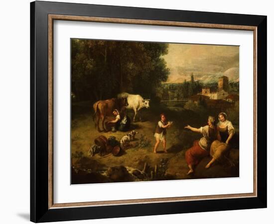 Pastorale, Landscape with Milkmaid and Cows, C. 1750-60, Detail-Francesco Zuccarelli-Framed Giclee Print