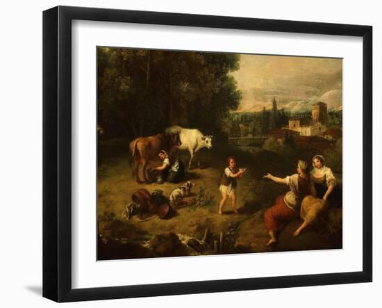 Pastorale, Landscape with Milkmaid and Cows, C. 1750-60, Detail-Francesco Zuccarelli-Framed Giclee Print