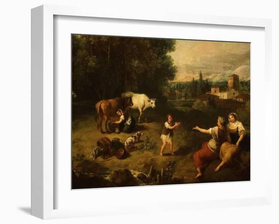 Pastorale, Landscape with Milkmaid and Cows, C. 1750-60, Detail-Francesco Zuccarelli-Framed Giclee Print