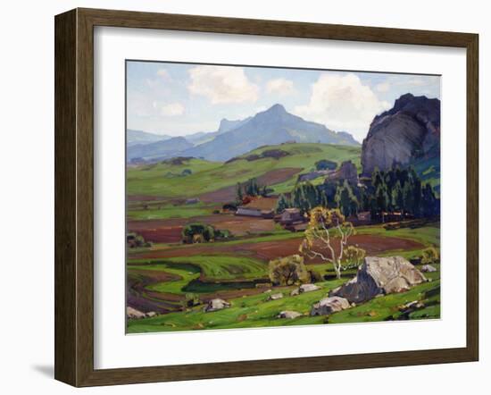 Pasture and Tilled Fields-William Wendt-Framed Art Print