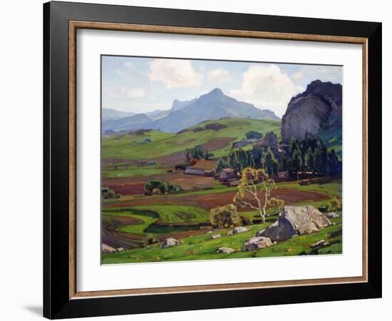 Pasture and Tilled Fields-William Wendt-Framed Art Print