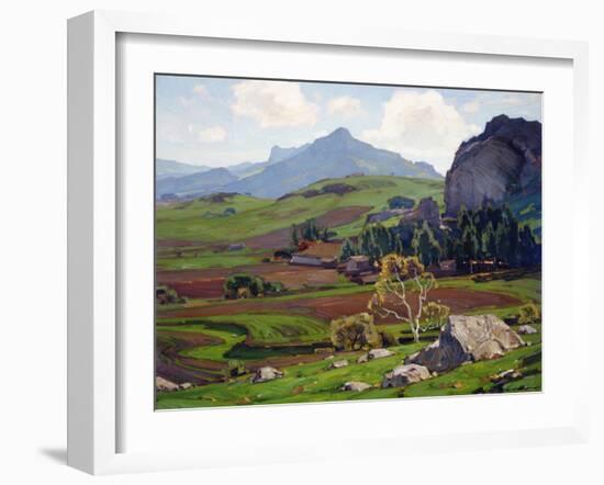 Pasture and Tilled Fields-William Wendt-Framed Art Print