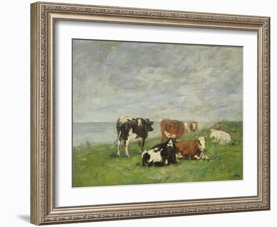 Pasture at the Seaside, C.1880-85-Eug?ne Boudin-Framed Giclee Print