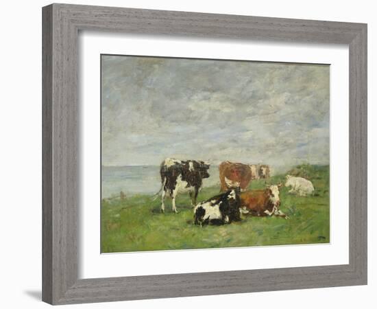 Pasture at the Seaside, C.1880-85-Eug?ne Boudin-Framed Giclee Print