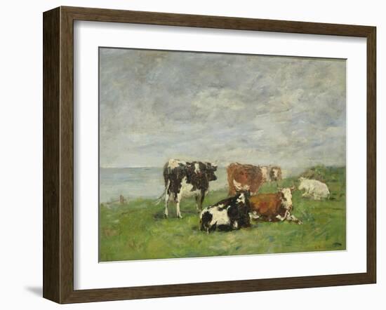 Pasture at the Seaside, C.1880-85-Eug?ne Boudin-Framed Giclee Print