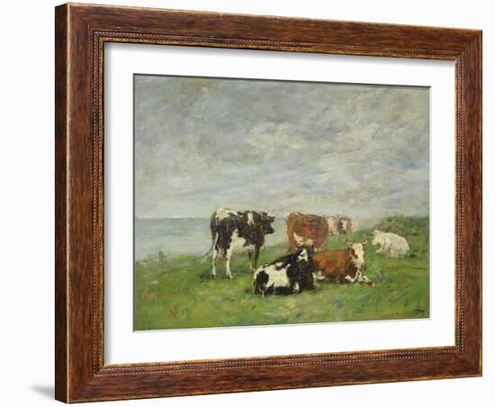 Pasture at the Seaside, C.1880-85-Eug?ne Boudin-Framed Giclee Print