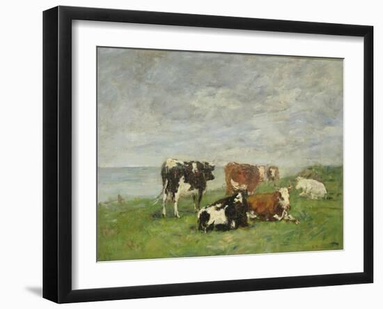 Pasture at the Seaside, C.1880-85-Eug?ne Boudin-Framed Giclee Print