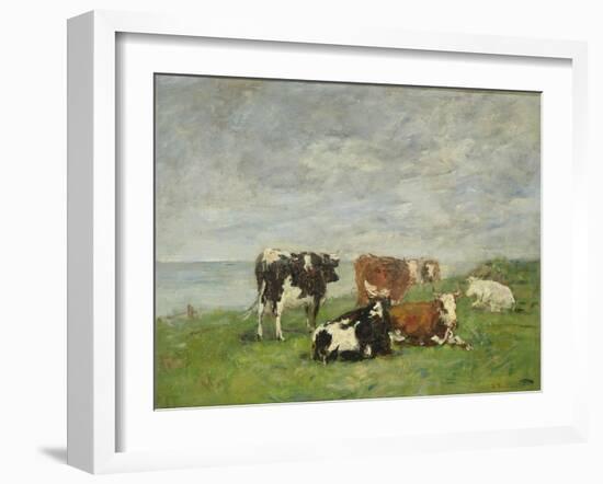 Pasture at the Seaside, C.1880-85-Eug?ne Boudin-Framed Giclee Print