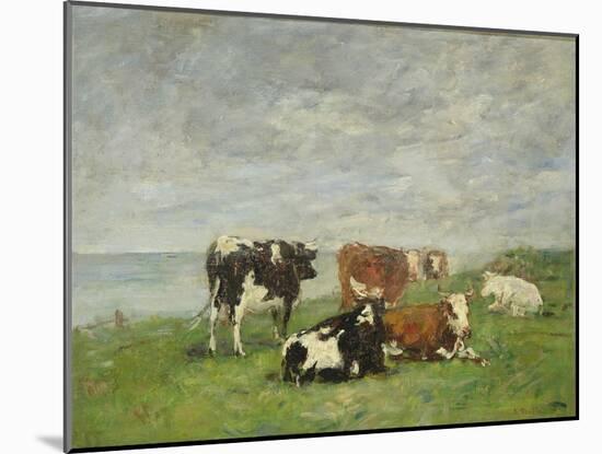 Pasture at the Seaside, C.1880-85-Eug?ne Boudin-Mounted Giclee Print