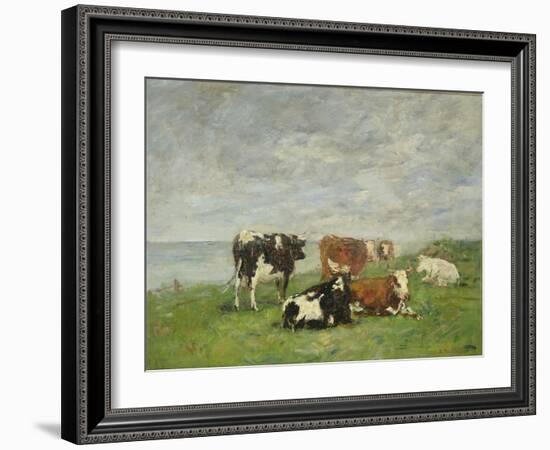 Pasture at the Seaside, C.1880-85-Eug?ne Boudin-Framed Giclee Print