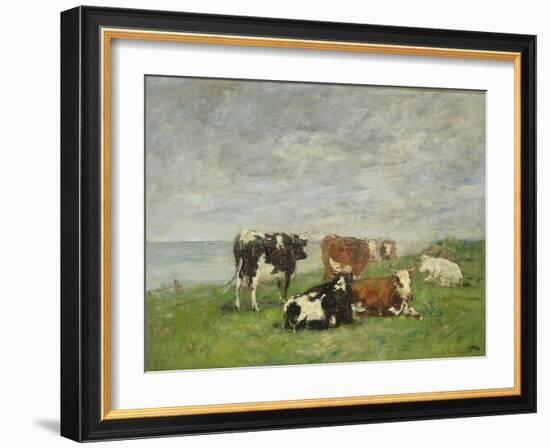 Pasture at the Seaside, C.1880-85-Eug?ne Boudin-Framed Giclee Print