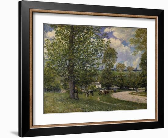 Pasture Ground with Cows Near Louveciennes, 1874-Alfred Sisley-Framed Giclee Print