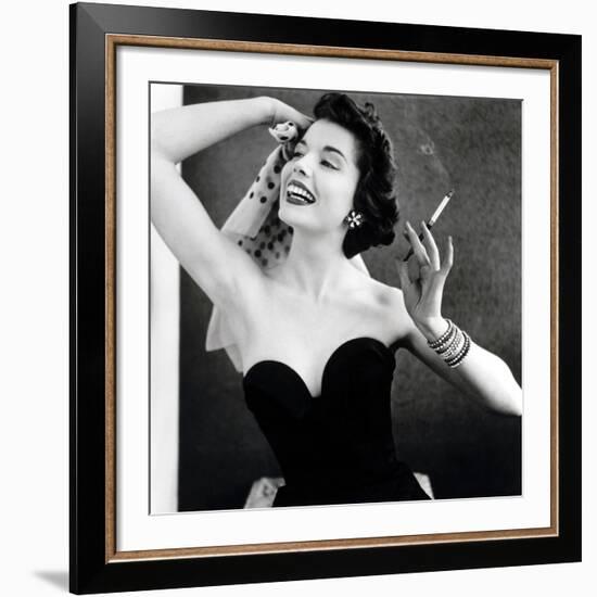 Pat Goddard in Givan's Strapless Evening Bodice with Quilted Skirt, 1953-John French-Framed Giclee Print