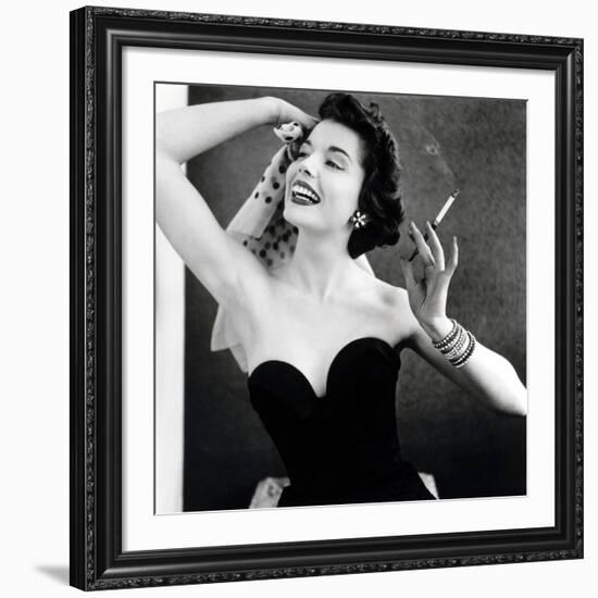 Pat Goddard in Givan's Strapless Evening Bodice with Quilted Skirt, 1953-John French-Framed Giclee Print