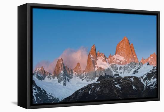 Patagonia, Cerro Fitzroy, Cerro Torre and Poincenot at sunrise, Los Glaciares National Park-Howie Garber-Framed Premier Image Canvas