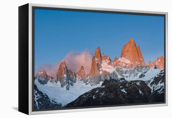 Patagonia, Cerro Fitzroy, Cerro Torre and Poincenot at sunrise, Los Glaciares National Park-Howie Garber-Framed Premier Image Canvas