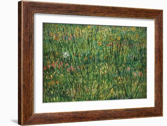 Patch of Grass by Van Gogh-Vincent van Gogh-Framed Premium Giclee Print