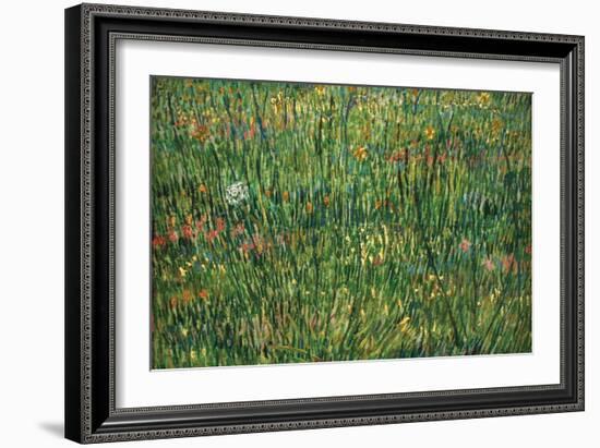 Patch of Grass by Van Gogh-Vincent van Gogh-Framed Premium Giclee Print